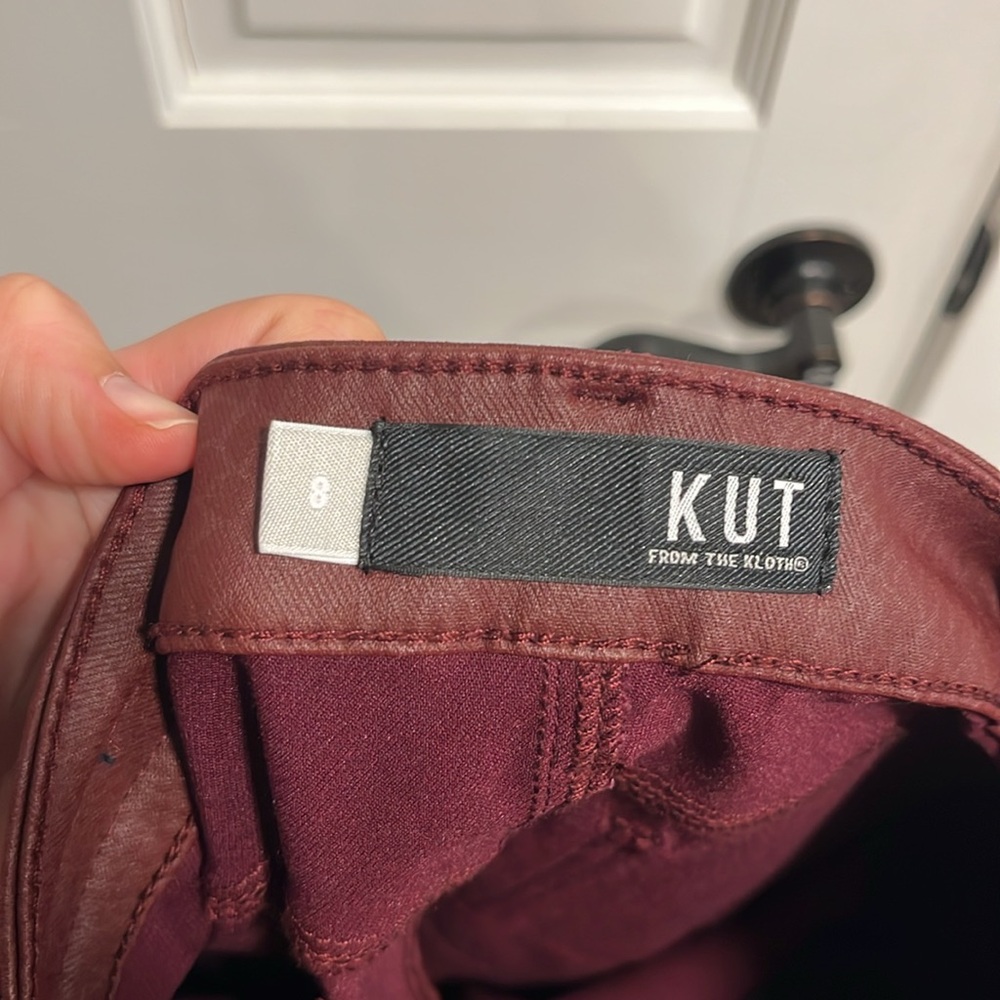Kut from the Kloth Connie Fab Ab Ankle Skinny Berry Snakeskin Coated Jeans Size8 - Picture 8 of 10